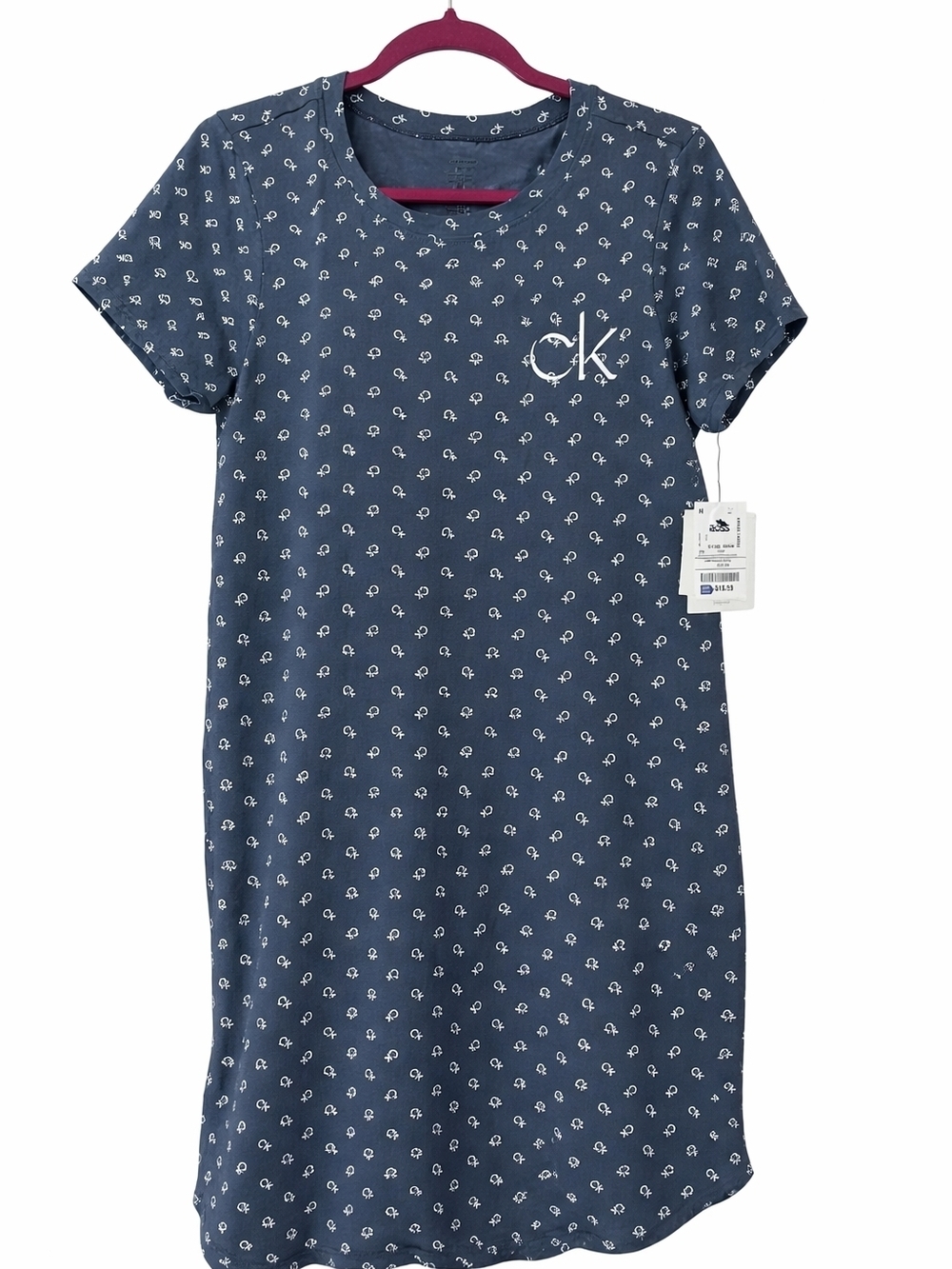 Calvin Klein Navy Blue Logo Print Nightdress